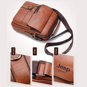 Men's Split Leather Crossbody Bag - Compact Envelope Style