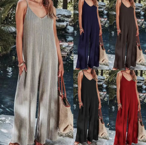 Flared Beach-Style Jumpsuit – Lightweight & Trendy for Spring/Summer
