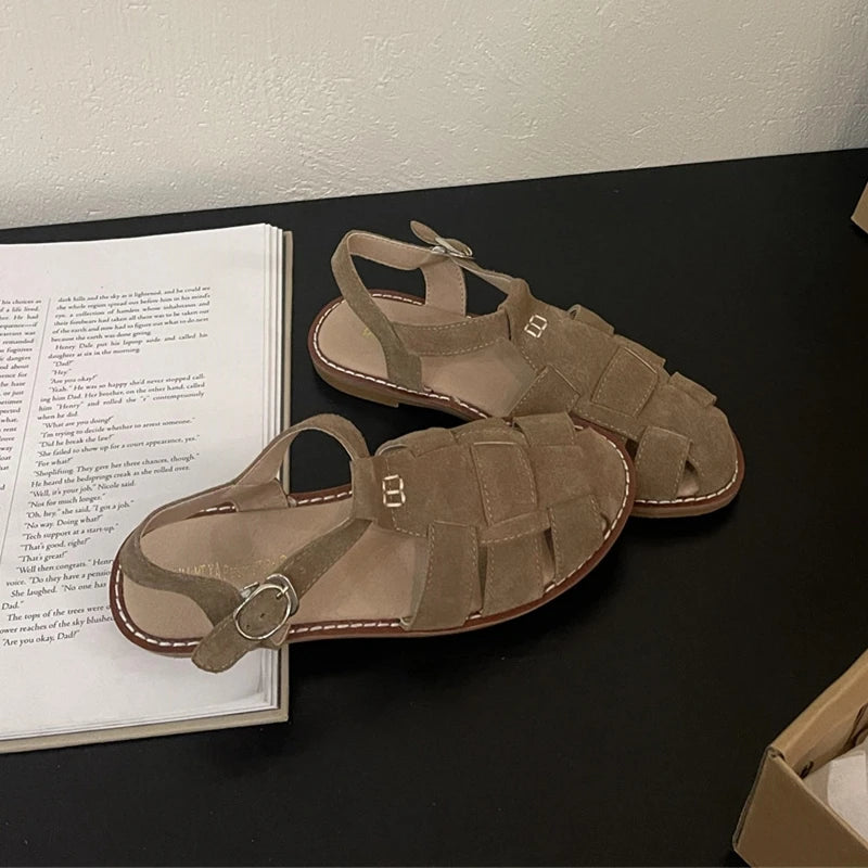 Women's Leather Retro Sandals (Chocolate) – Shop at OWNLUXE