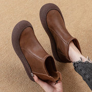 Women's Round Toe Leather Retro Boots – Shop at OWNLUXE