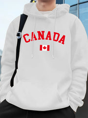 Canada Flag Print Hoodie – Men's Loose Fleece Sweatshirt Street Style | OWNLUXE