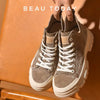 Women's Round-Toe Leather Retro Sneakers | OWNLUXE