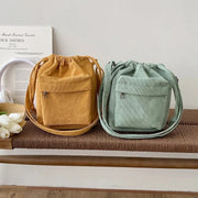 Corduroy Drawstring Bucket Bag | OWNLUXE