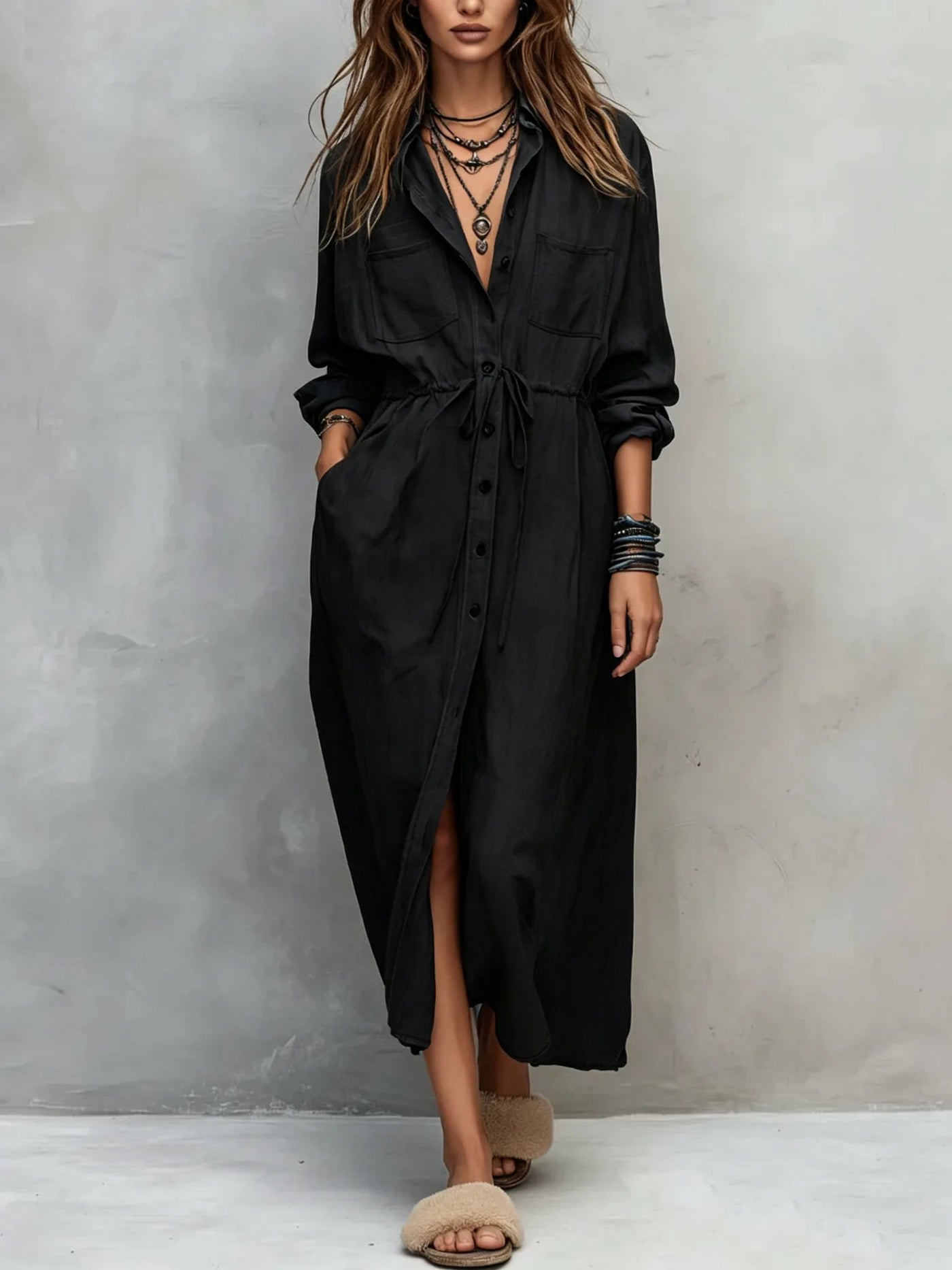 Vintage Long-Sleeve Maxi Dress | OWNLUXE