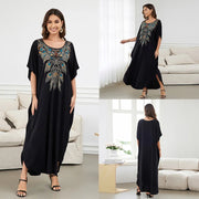 Embroidered V-Neck Short-Sleeve Swim Cover-Up | OWNLUXE
