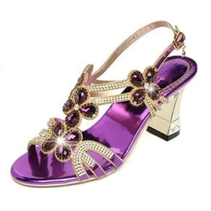 Summer Rhinestone Gladiator Sandals – High Heel Party Shoes