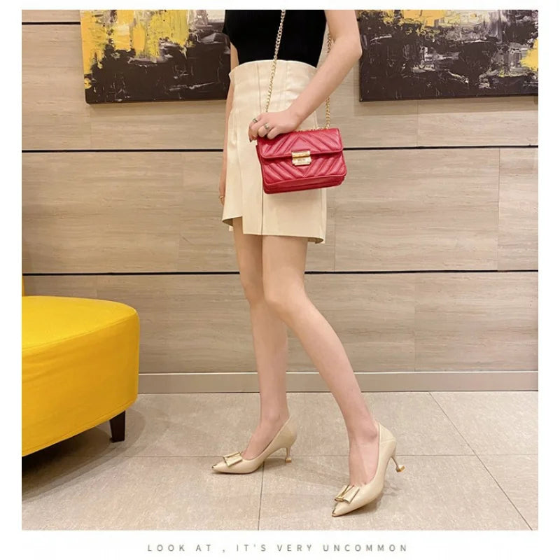 Women's Pointed Toe Stiletto Pumps (Apricot) – Shop at OWNLUXE