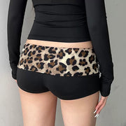 Patchwork Leopard Print Low-Waist Shorts | OWNLUXE