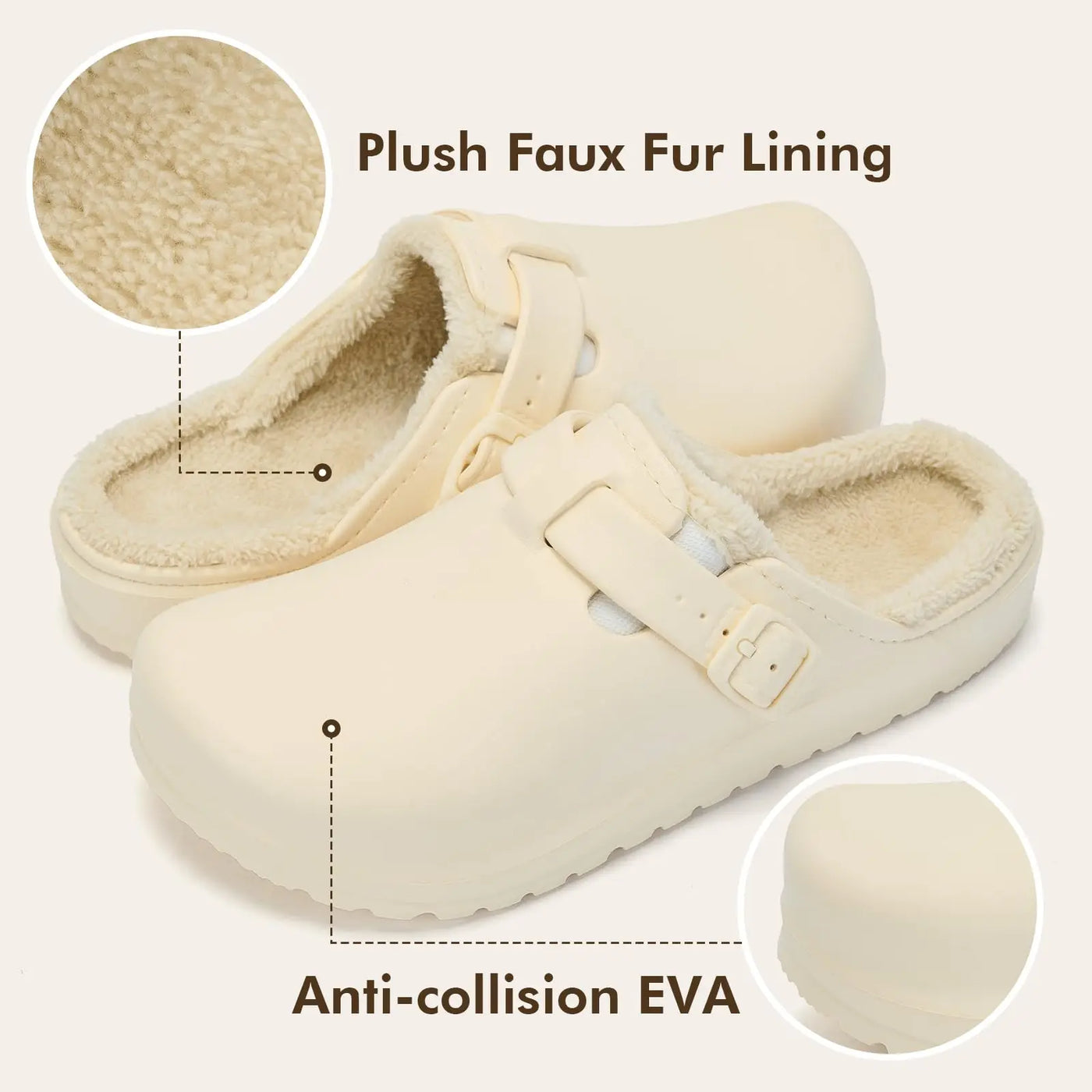 Women’s Winter Clogs Cotton-Lined Slip-On Garden Mules