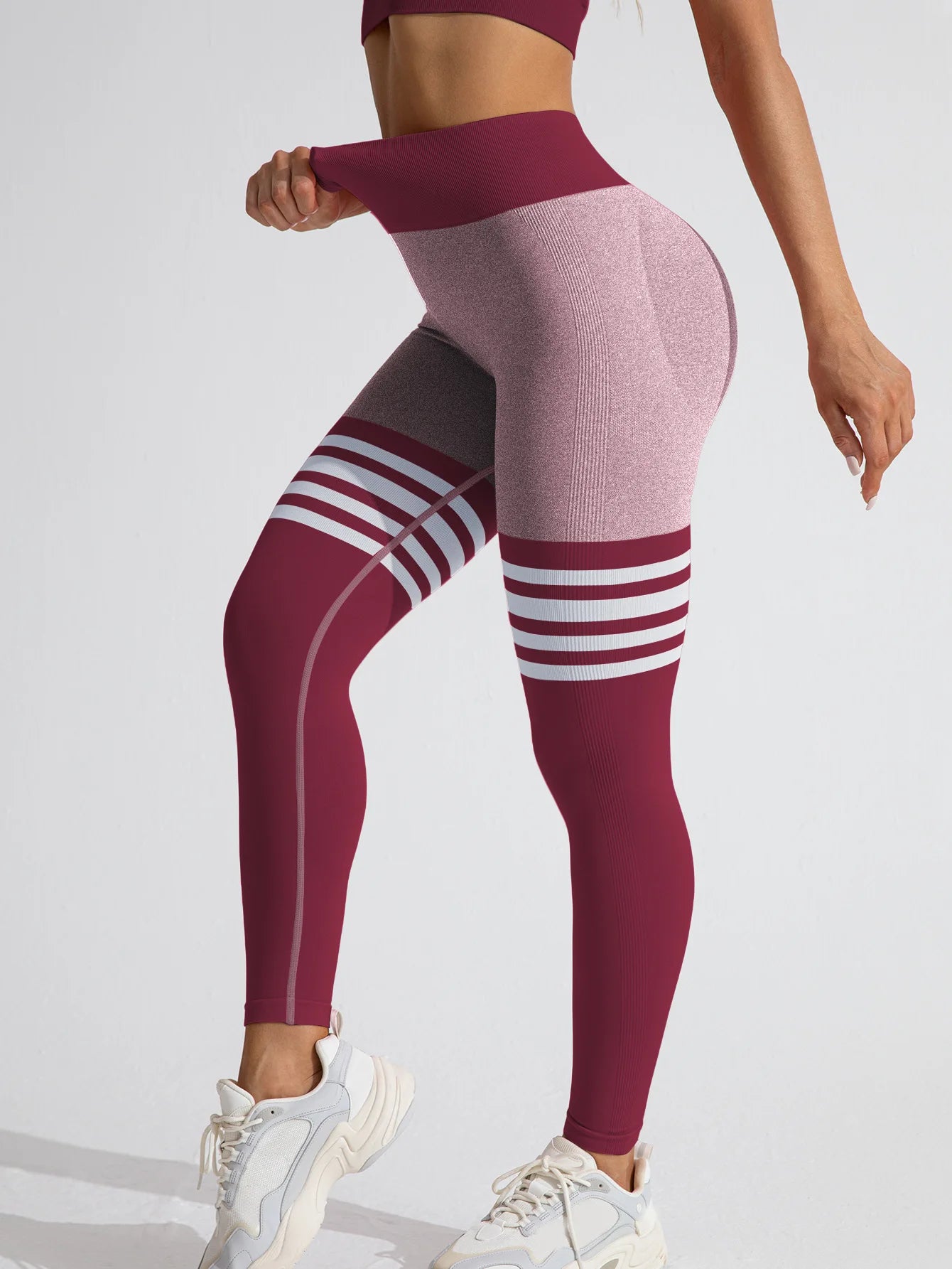 Striped High-Waist Yoga Seamless Leggings | OWNLUXE