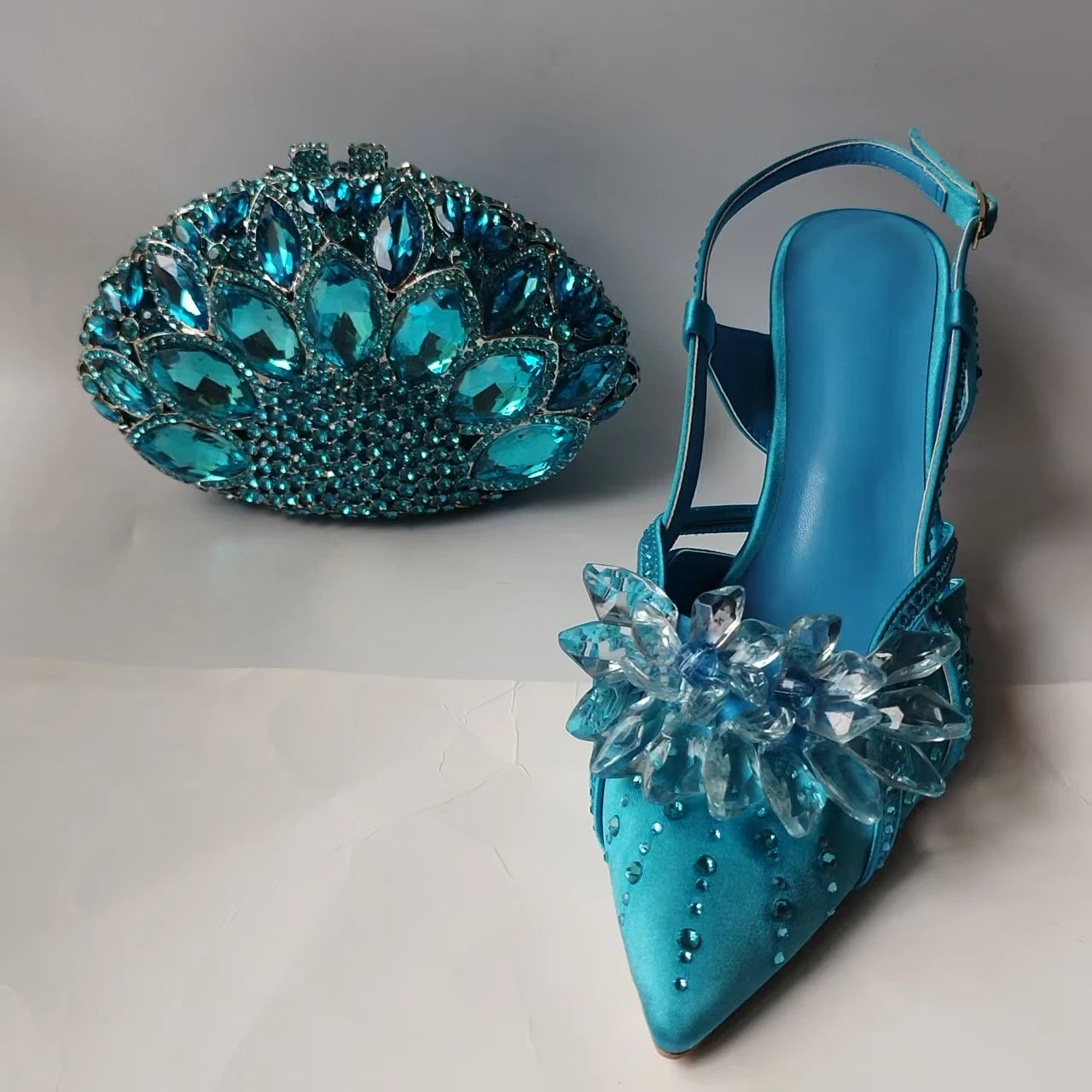 Crystal Sandals and Clutch Bag Set – Rhinestone Party Heels