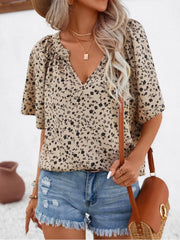 Plus Size Floral Summer Pullover with Stand Collar