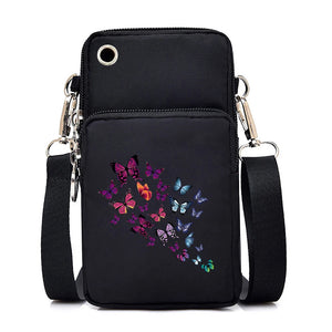 New Butterfly Mobile Phone Bag Women Messenger Bag Hanging Neck Purse Vertical Handbag Watercolor Butterfly Small Crossbody Bag