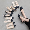 Women's Low-Heel Square-Toe Slingback Pumps | OWNLUXE