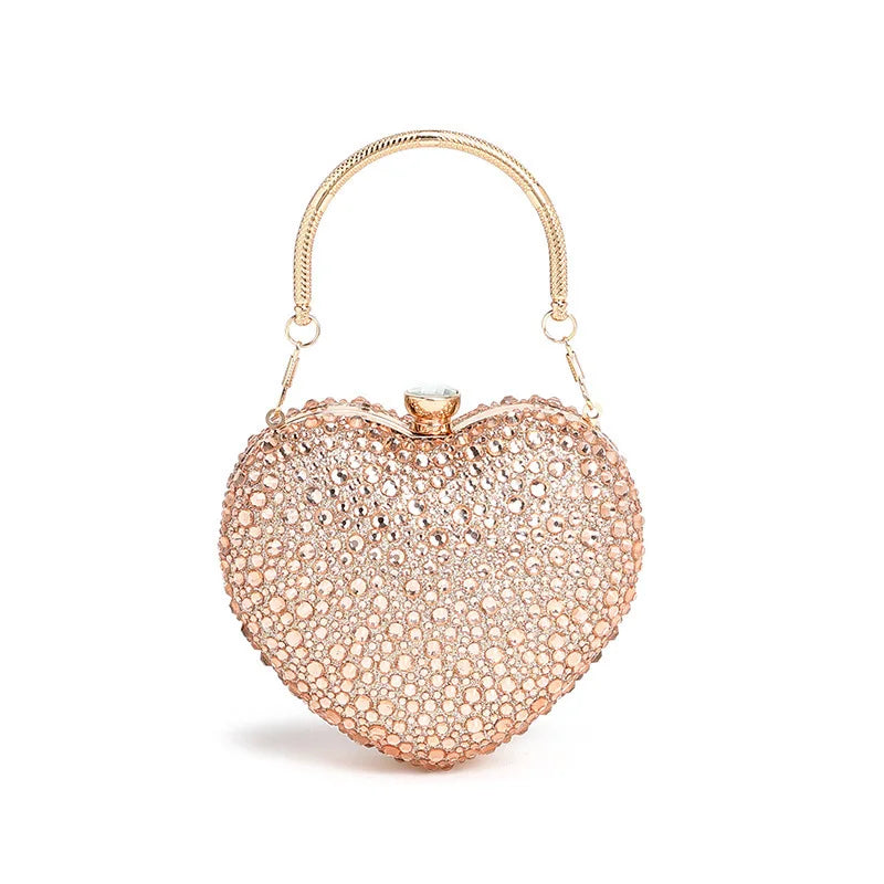 Luxury Diamond Inlay Heart Shape Crystal Clutch Purse | OWNLUXE