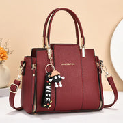PU Leather Tote Bag with Tassel – Soft Shoulder Bag with Zipper Closure
