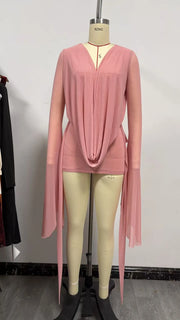 Off-Shoulder Mesh A-Line Wrap Swim Cover-Up | OWNLUXE