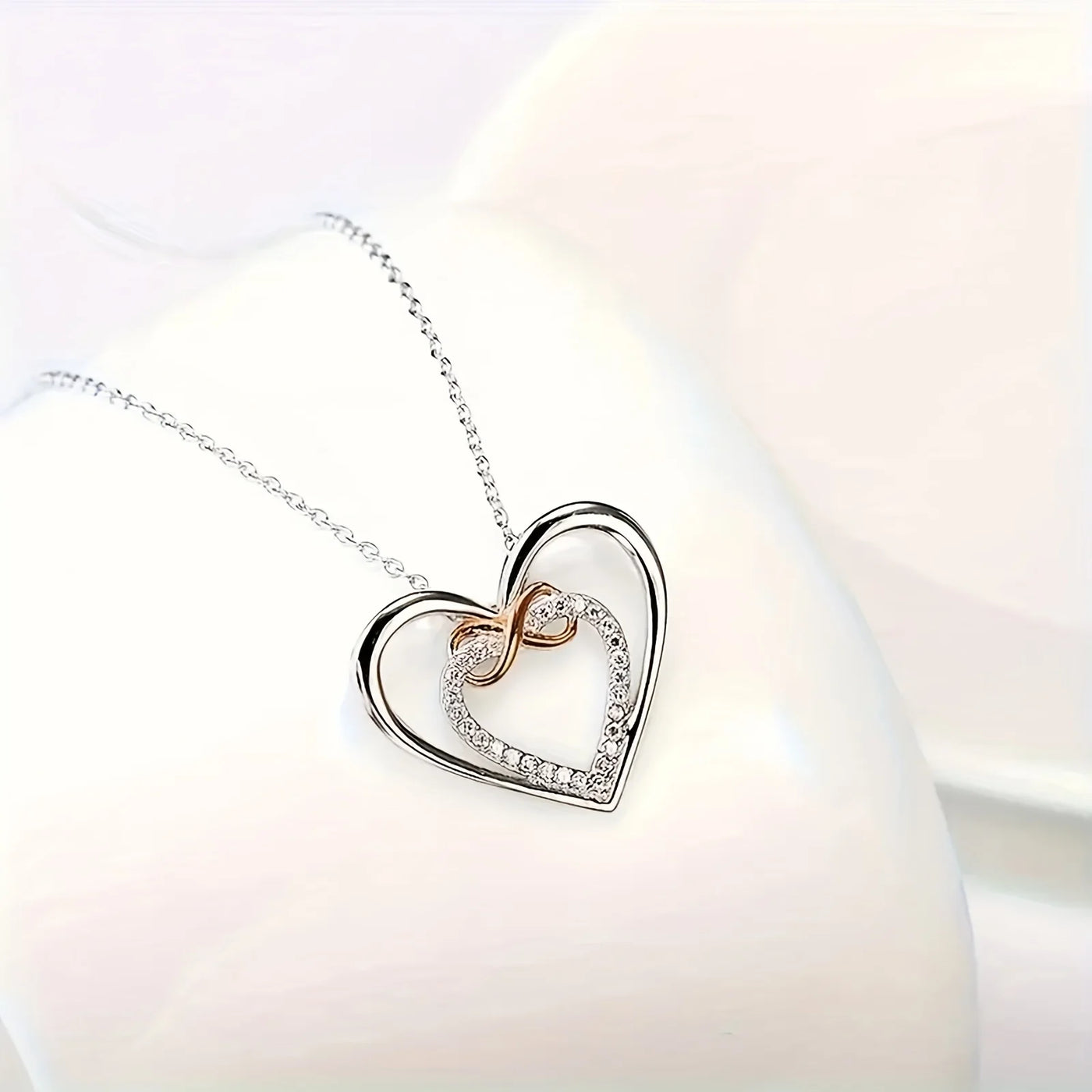 Double Heart Infinity Necklace For Mom | OWNLUXE