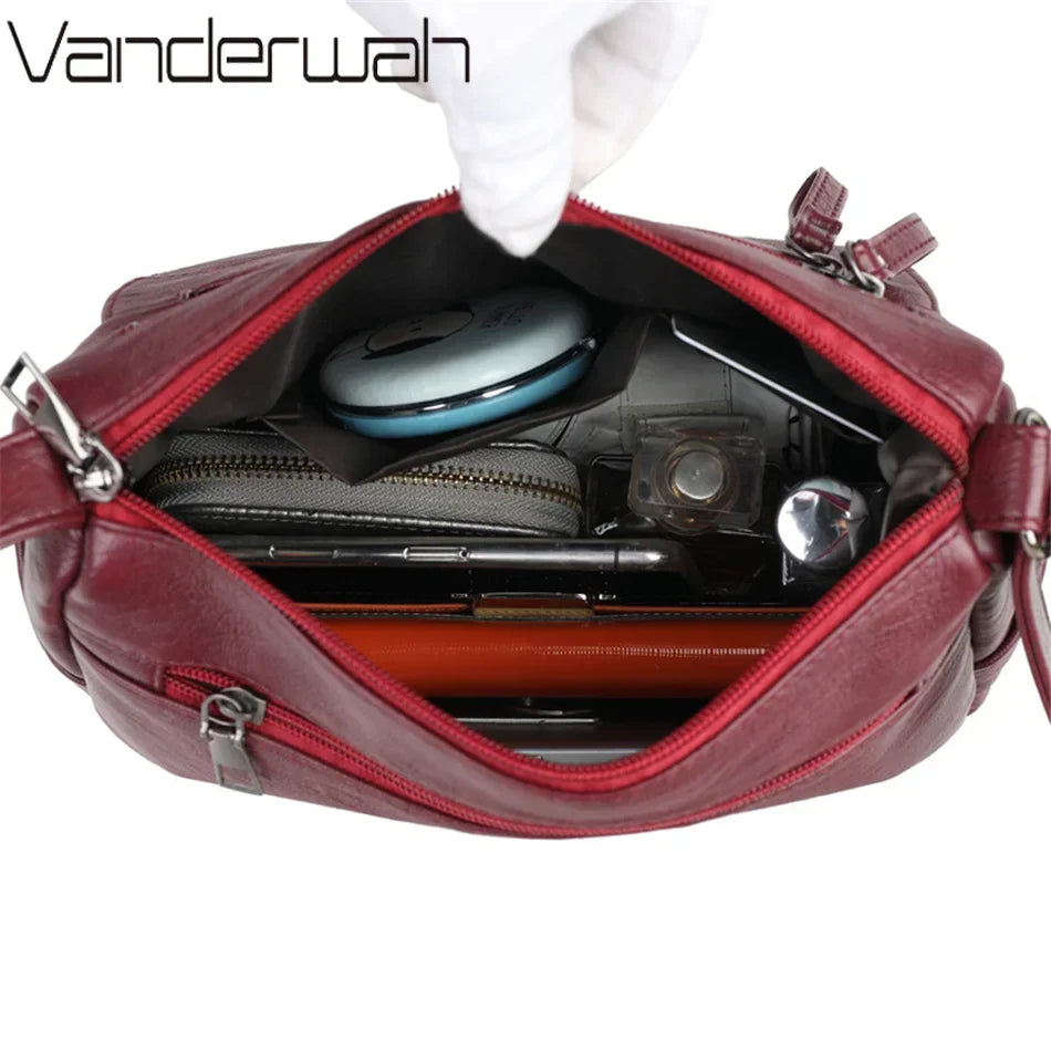 Multi-Pocket Leather Crossbody Bag | OWNLUXE