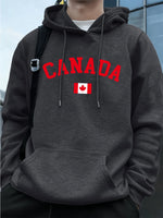 Load image into Gallery viewer, Canada Text With Flag Printing Men'S Hoodies Autumn Loose Sweatshirt Hip Hop Pocket Fleece Warm Sportswears Street Men Clothes
