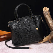 Crocodile Embossed Leather Handbag - Classic Shoulder Bag