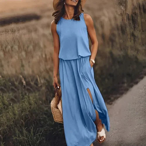 Loose Fit Summer Mini Dress – Sleeveless Above Knee Style