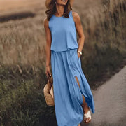 Loose Fit Summer Mini Dress – Sleeveless Above Knee Style