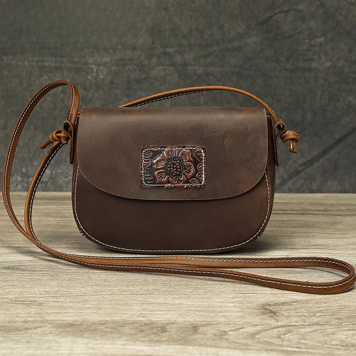 Johnature Crazy Horse Leather Crossbody Bag - Retro Cowhide | OWNLUXE