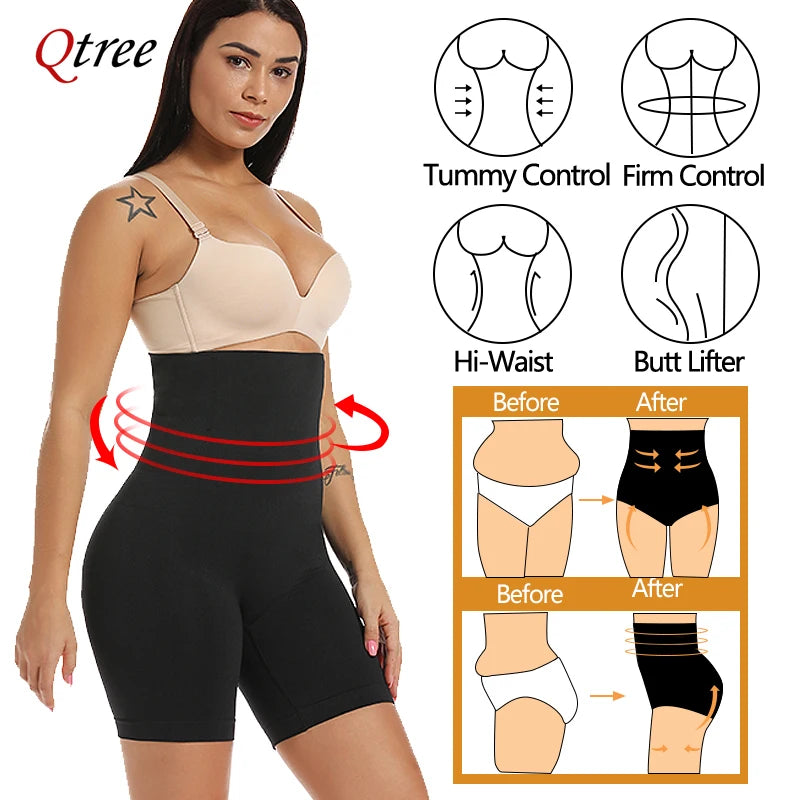 Plus Size High Waist Trainer Shorts – Firm Tummy Control