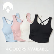 Cross-Back Nylon Sports Bra (Black) | OWNLUXE