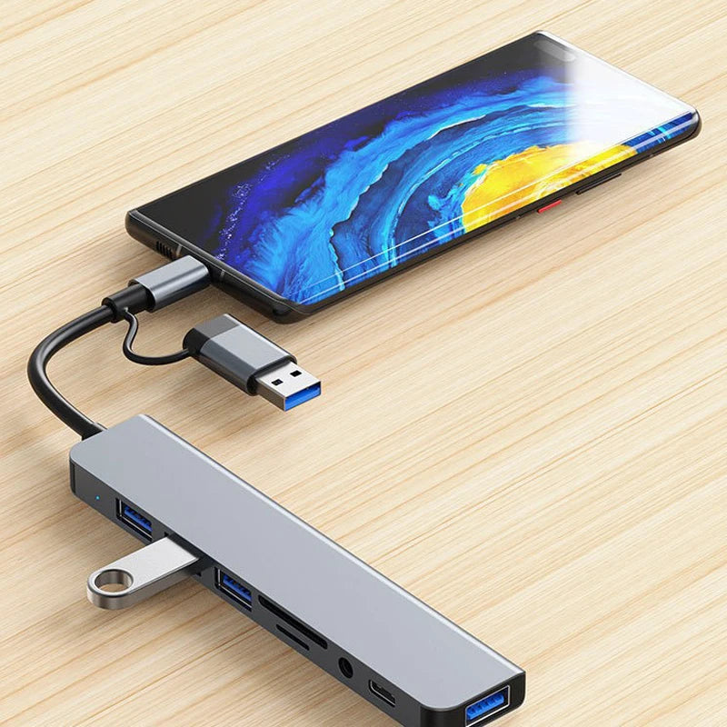 FlexPort 8 USB‑C Hub – 8‑in‑2 Media Docking Station