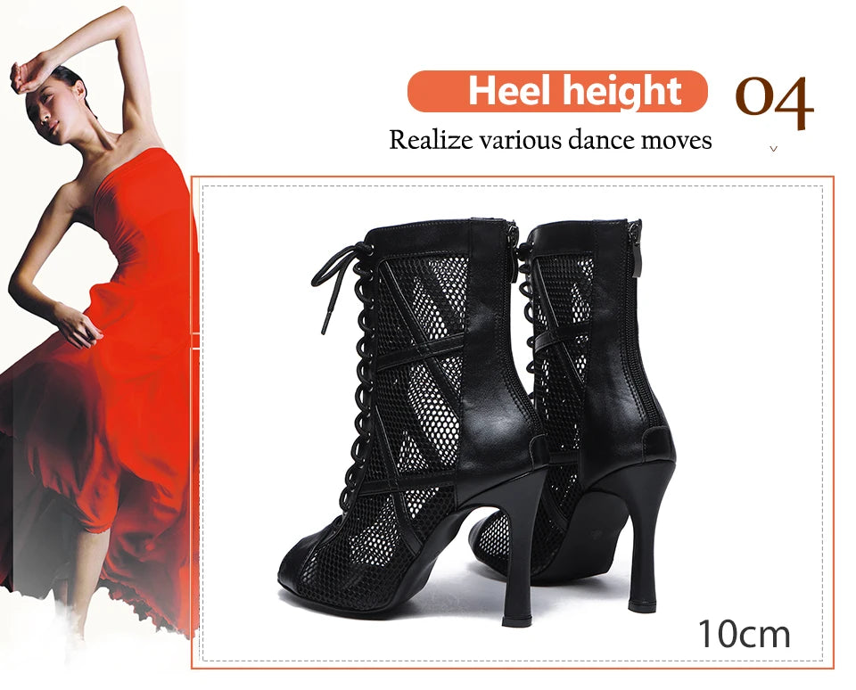 Mesh Zip Dance Ankle Boots – Cuban Heel Ballroom & Latin