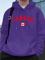 Load image into Gallery viewer, Canada Text With Flag Printing Men'S Hoodies Autumn Loose Sweatshirt Hip Hop Pocket Fleece Warm Sportswears Street Men Clothes
