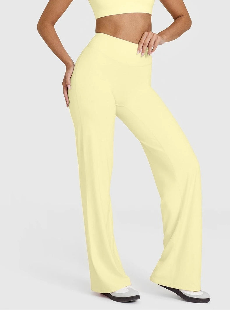 Women's Straight Leg Yoga Pants - Ultra Soft Mid-Waist Sports Trousers