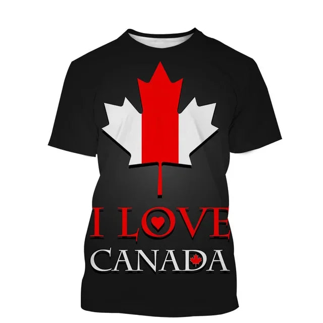 Canada Beaver T Shirt Canadian Flag Maple Leaf 3D Print Streetwear Man Woman O-Neck T-shirts Harajuku Tees Tops Kids Clothing