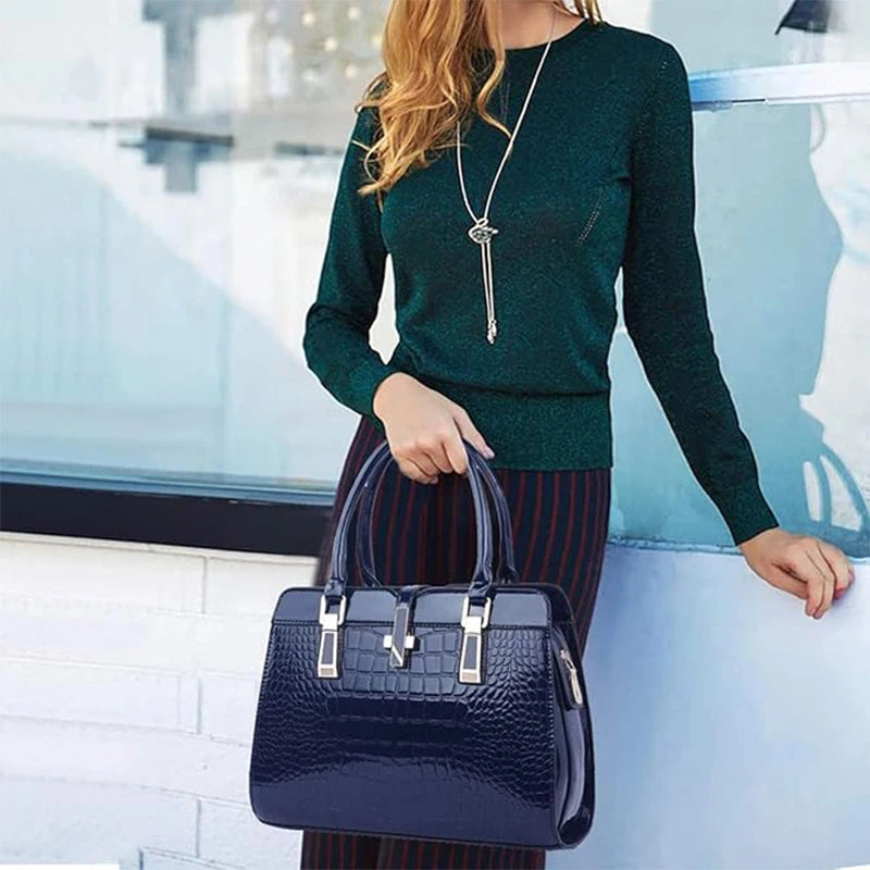 Serpentine Pattern Tote Bag - Structured Fashion Handbag for Women