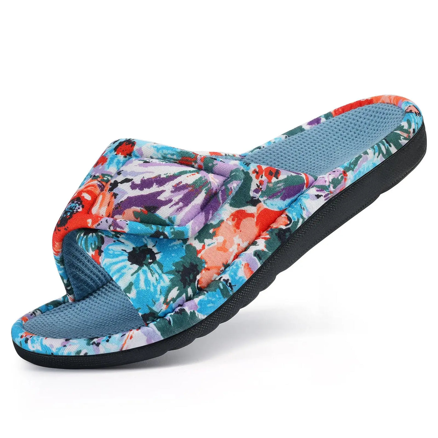Waffle Cotton Indoor Slippers for Women with Arch Support