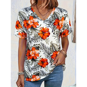 Floral V-Neck Tee / T-shirt à col en V motif floral