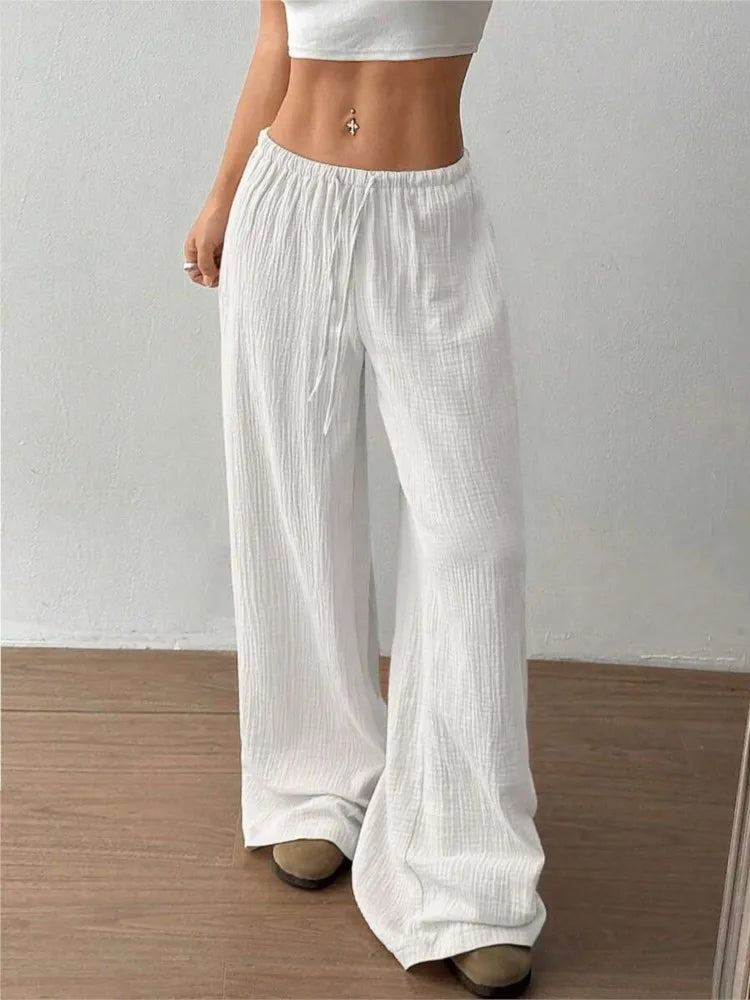 Women's High Waist Wide Leg Pants (Burgundy) | OWNLUXE