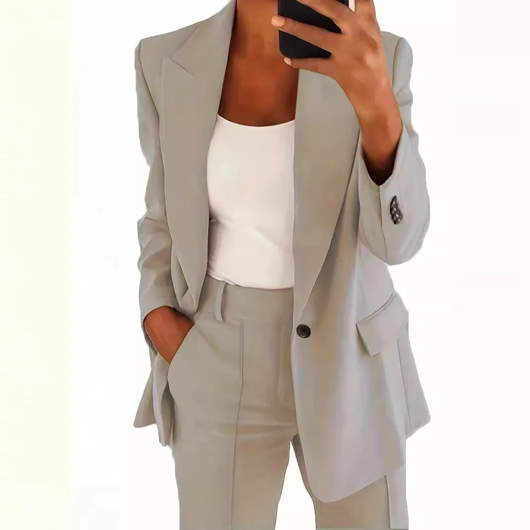 ✨ Women's 2-Piece Office Set – Chic Blazer & Trousers | Ensemble 2 pièces femme – Blazer chic et pantalon