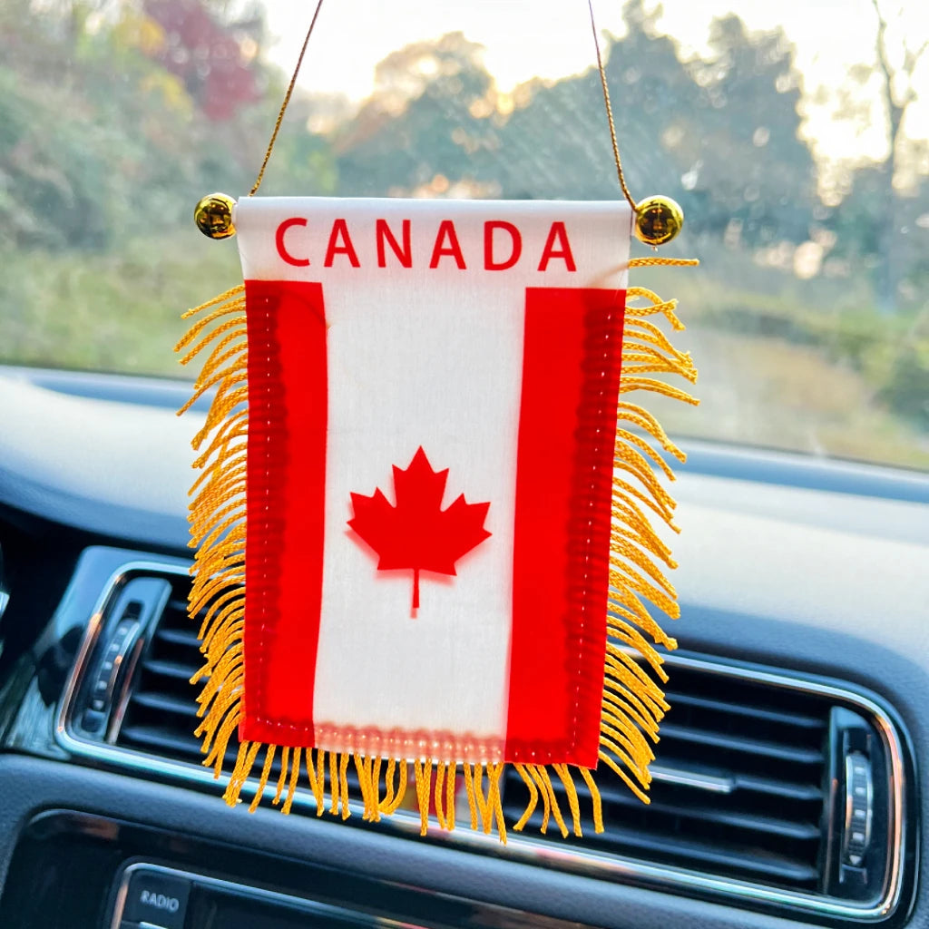 10x14cm Car Window Decoration Polyester Canada Hanging pennant Flags Canadian Mini Pennant