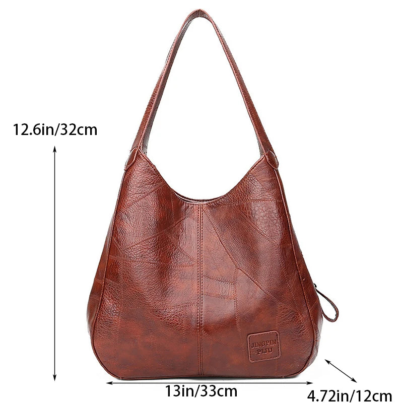 Vintage PU Leather Shoulder Bag – Structured Bucket Design