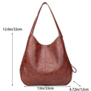Vintage PU Leather Shoulder Bag – Structured Bucket Design