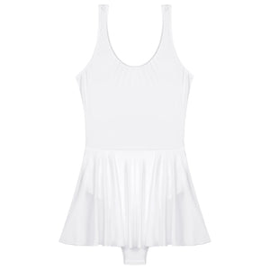 Women's Swimsuit U Neck Leotard Dresses Sportswear Swimwear Glossy Tank Dress One-Piece Sleeveless Yoga Ballet Dance Costume