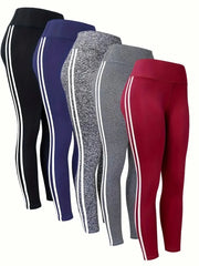 High-Waist Striped Yoga Leggings | OWNLUXE