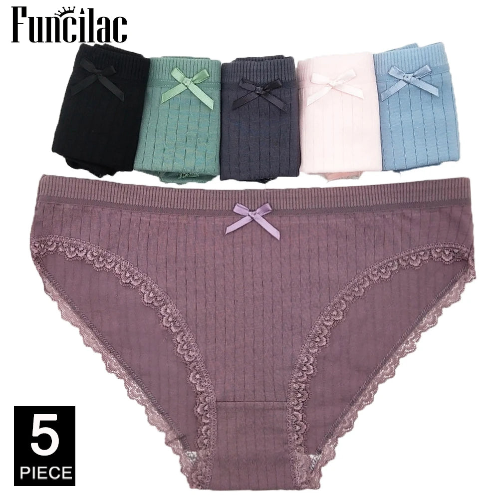 Women's Cotton Bikini Briefs 5-Pack | Striped Low-Rise Underwear | OWNLUXE