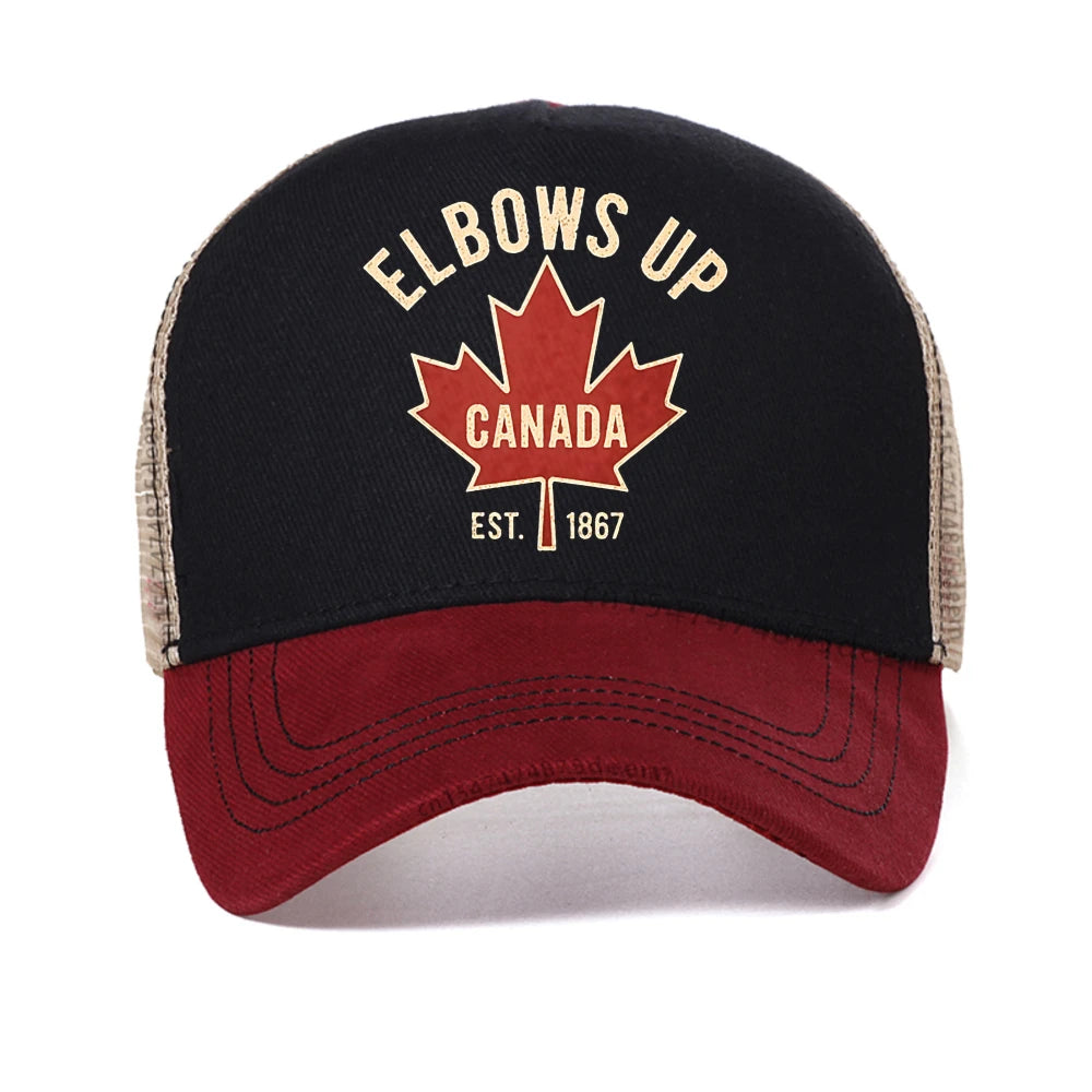 Elbows Up Canada Baseball Cap — Maple Leaf Mesh Snapback | OWNLUXE