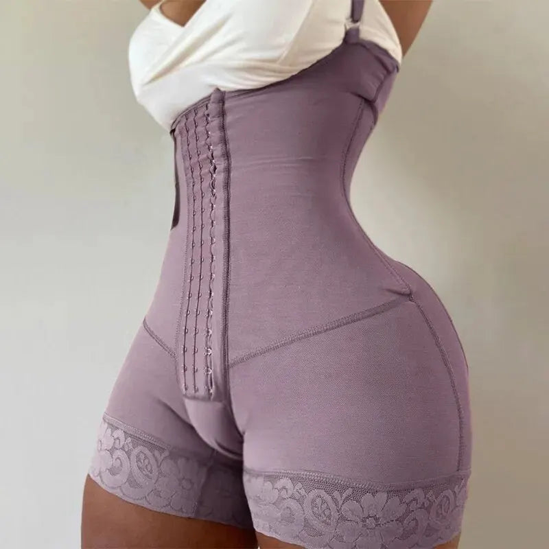 Postpartum High-Waist Control Panty - Firm Tummy Shaper with Lace Trim