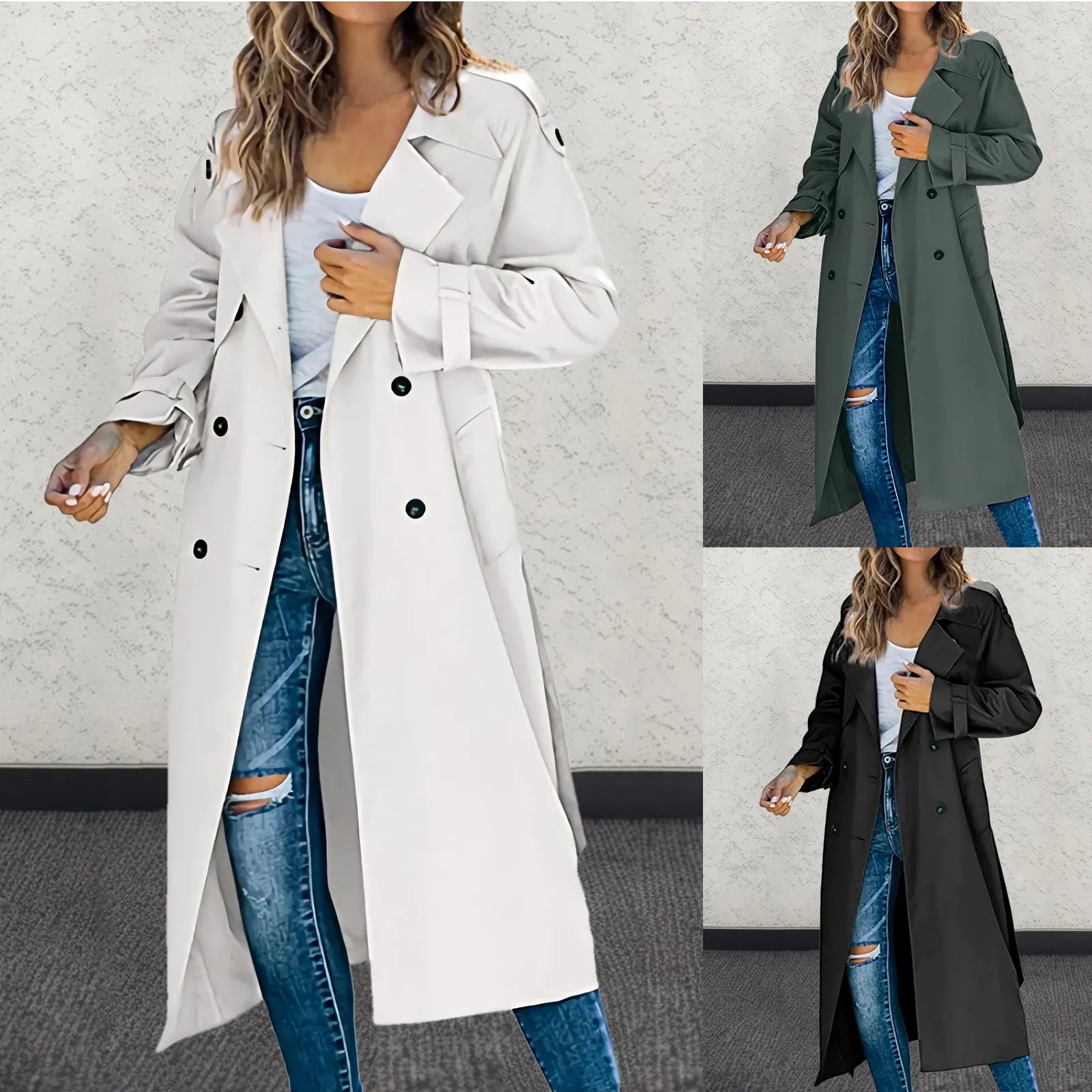 Women's Mid-Length Trench Coat – Casual Versatile Lightweight Jacket