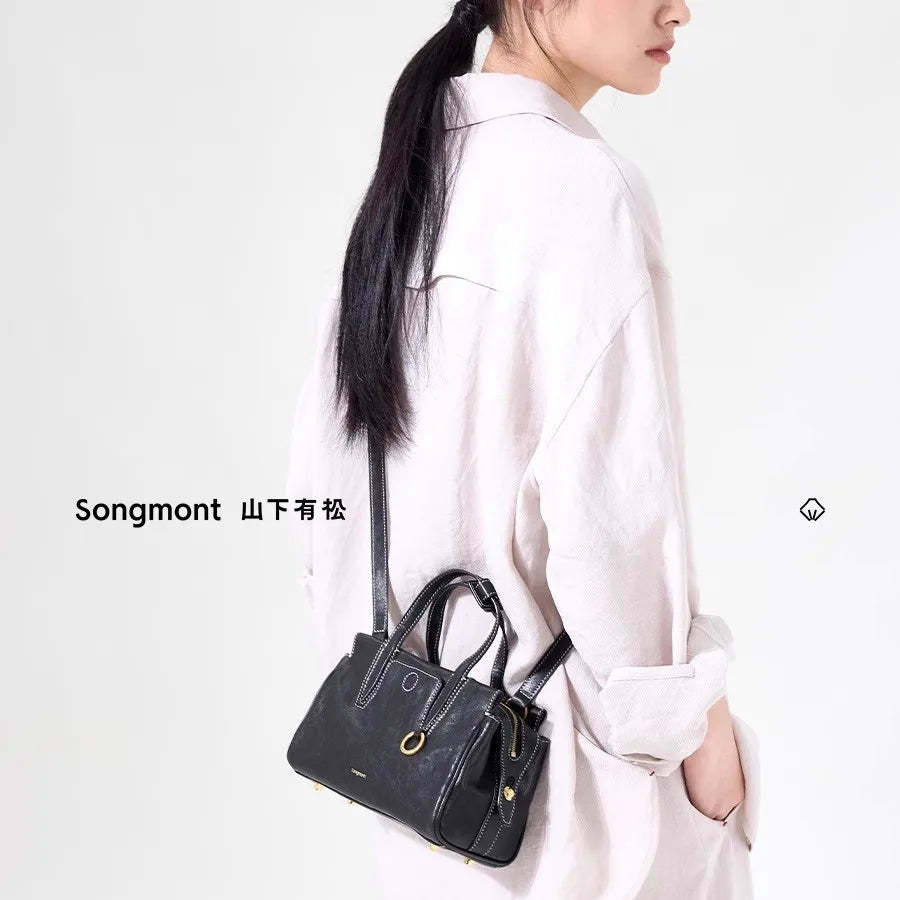 Genuine Leather Mini Boston Bag | OWNLUXE